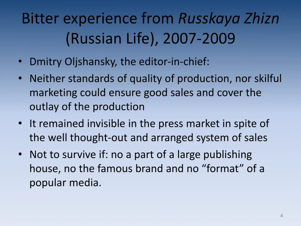 bitter experience from russkaya zhizn russian