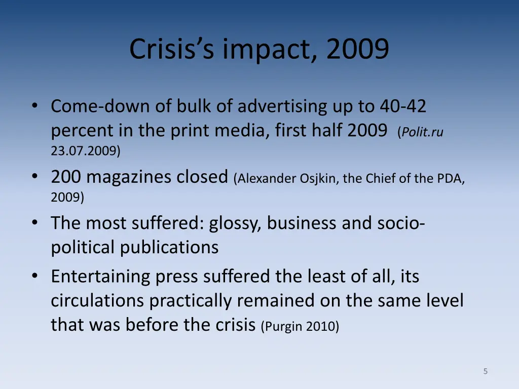 crisis s impact 2009