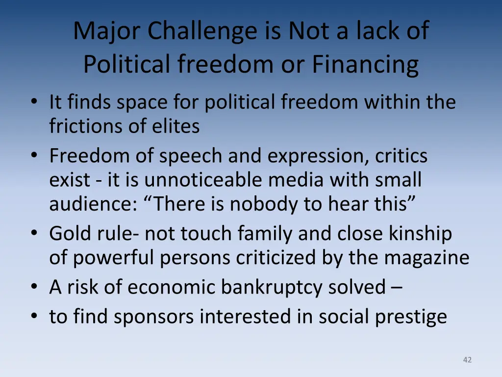 major challenge is not a lack of political