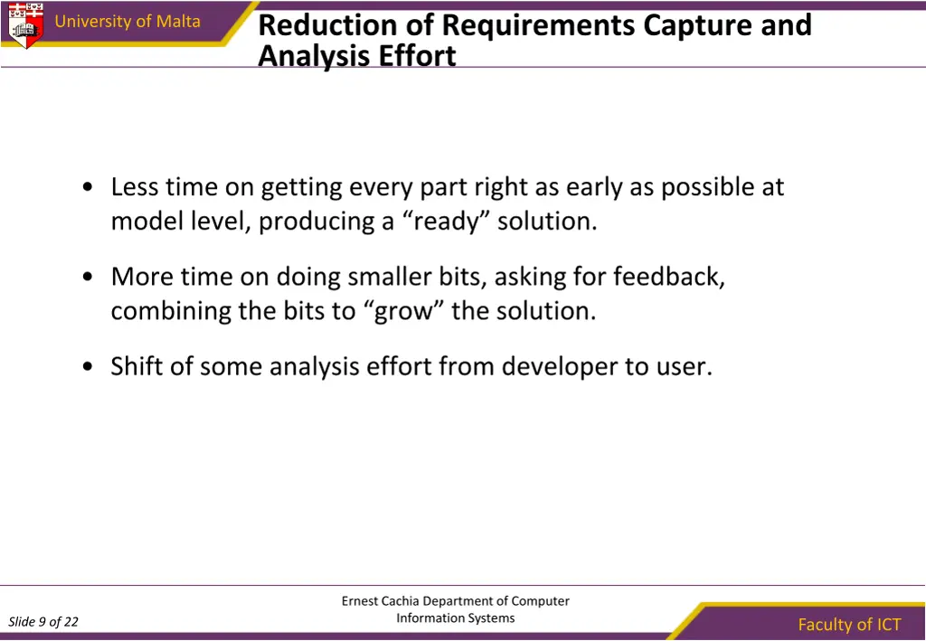 reduction of requirements capture and analysis