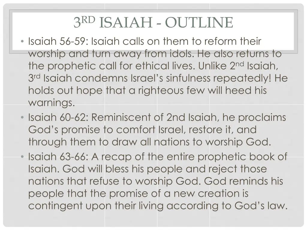 3 rd isaiah outline isaiah 56 59 isaiah calls