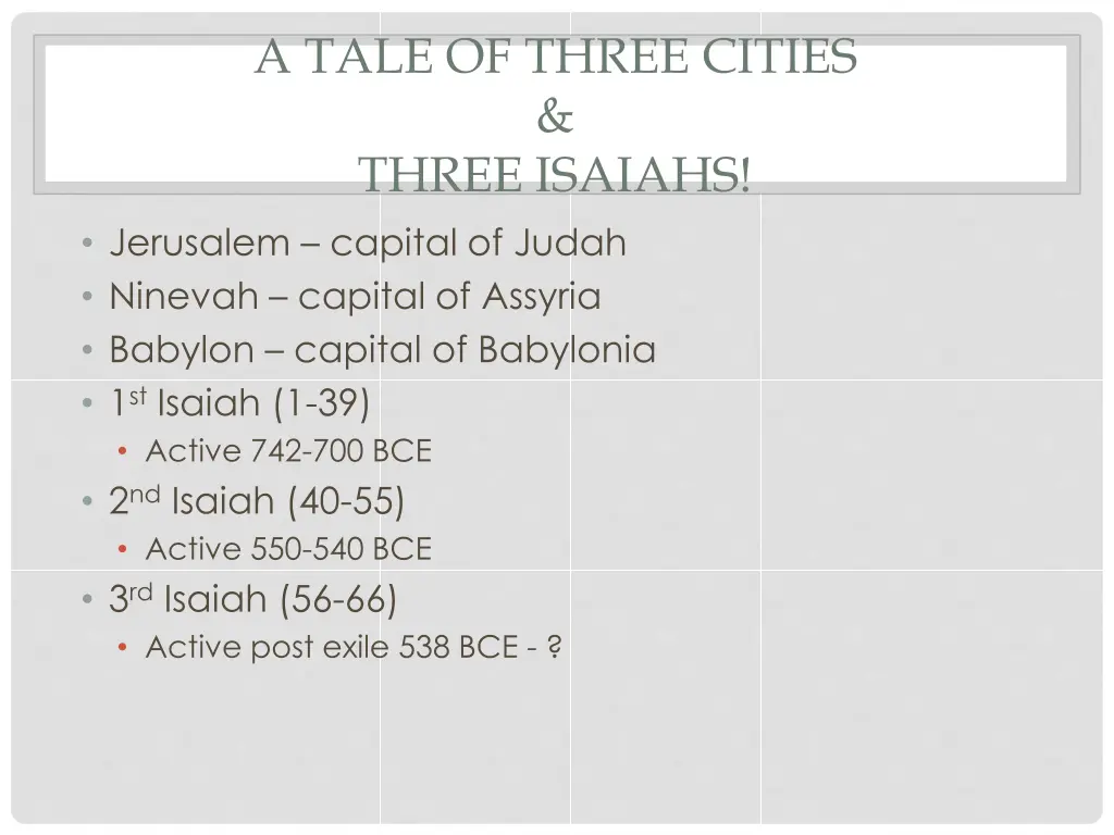 a tale of three cities three isaiahs jerusalem