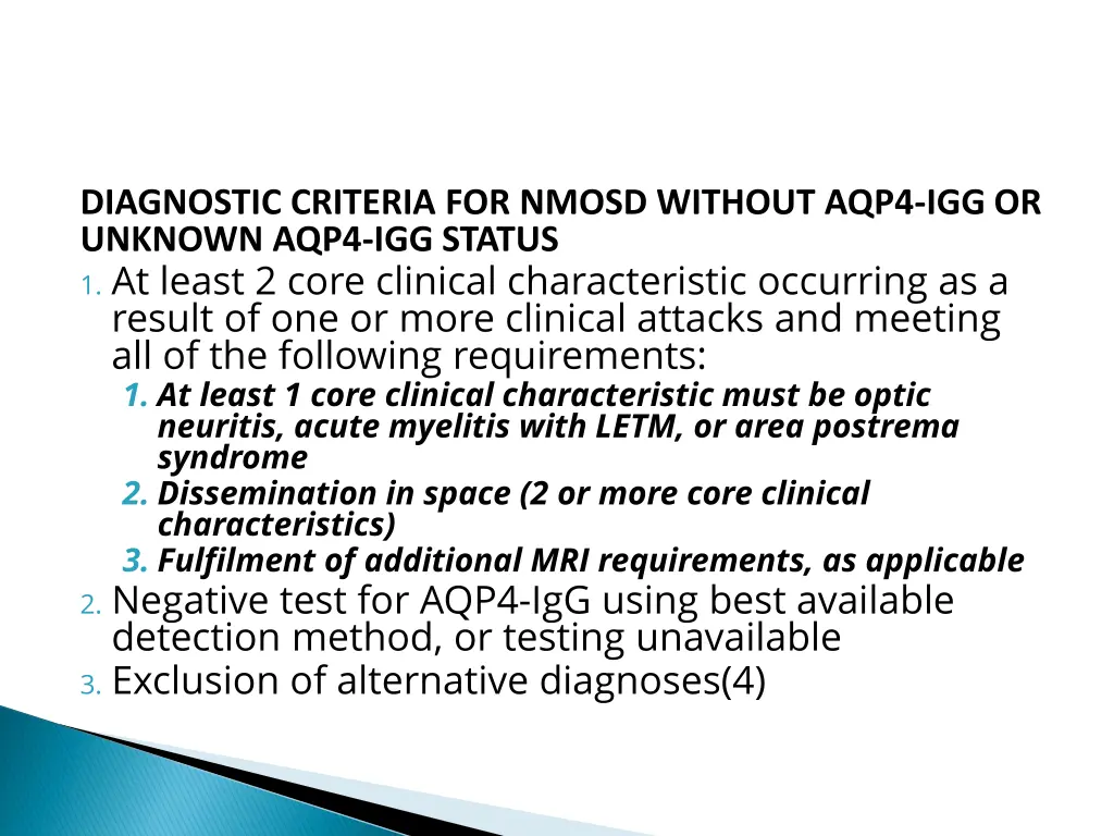 diagnostic criteria for nmosd without aqp4