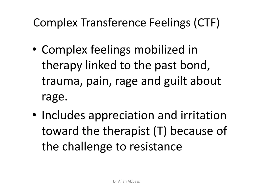 complex transference feelings ctf