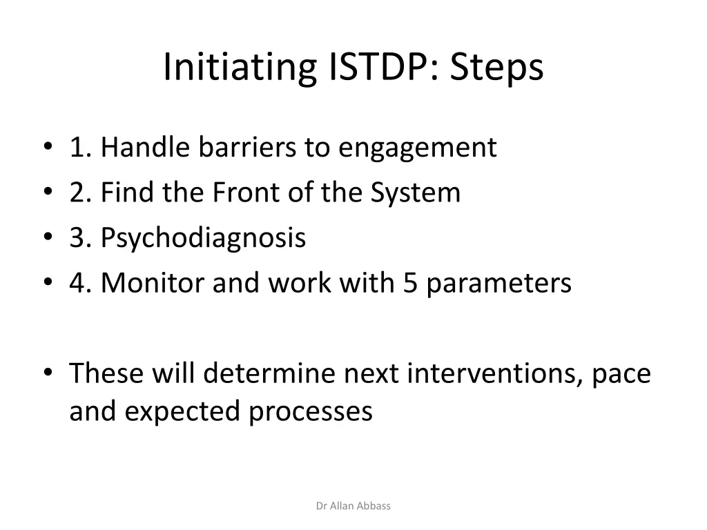 initiating istdp steps