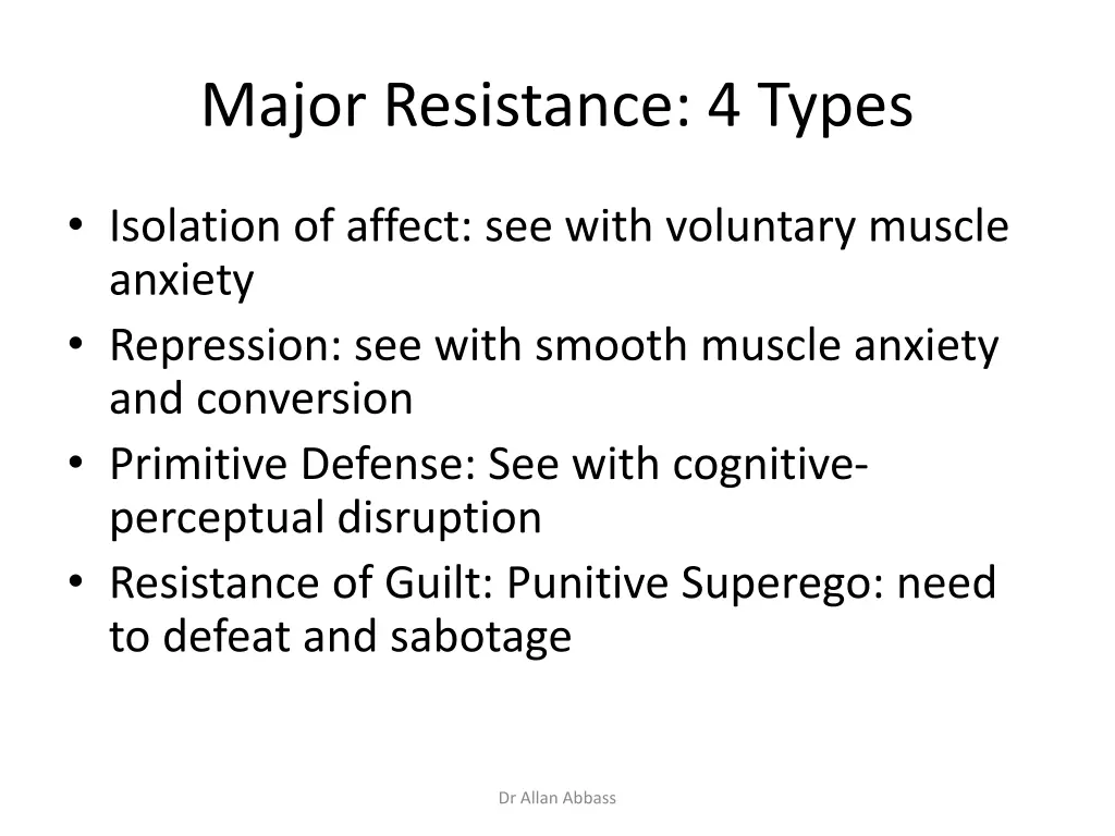 major resistance 4 types