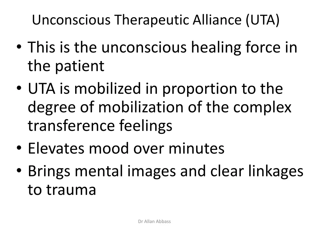 unconscious therapeutic alliance uta this