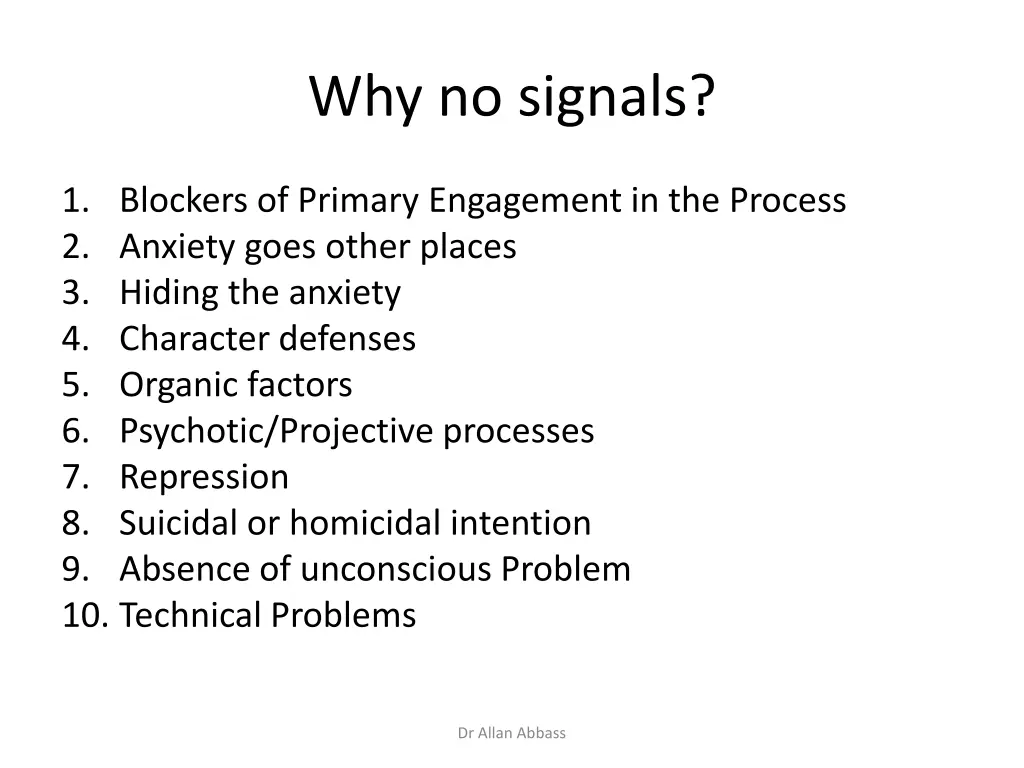 why no signals