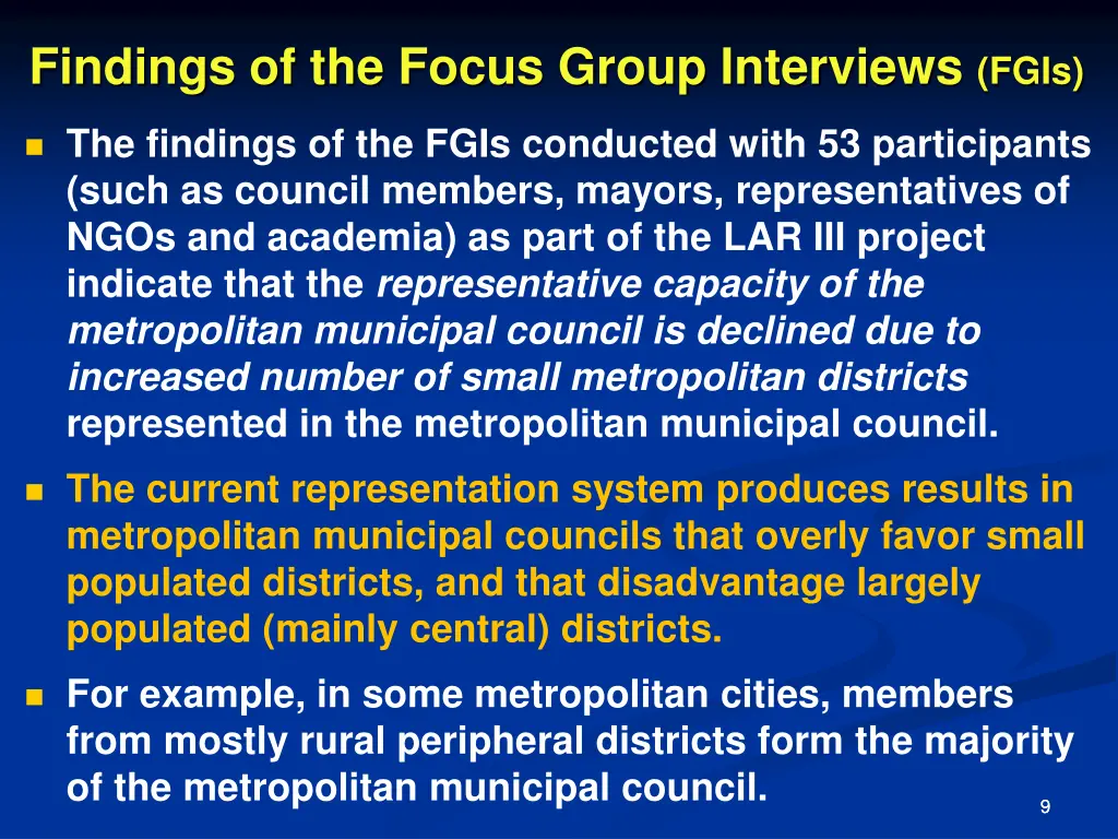 findings of the focus group interviews fgis