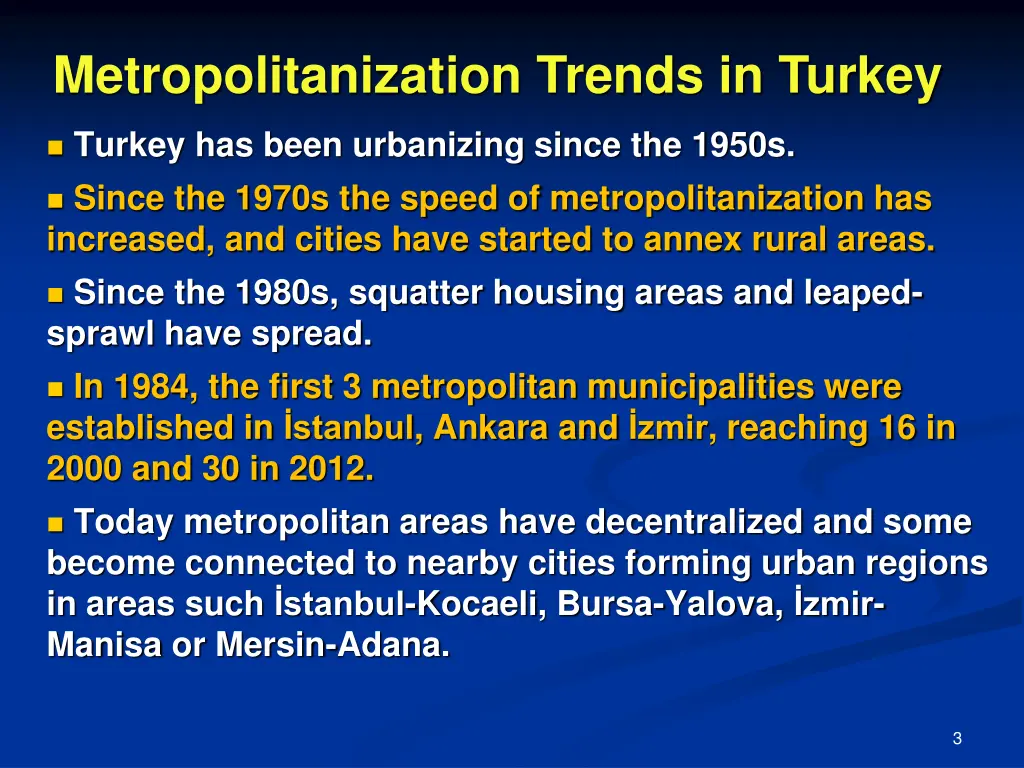 metropolitanization trends in turkey