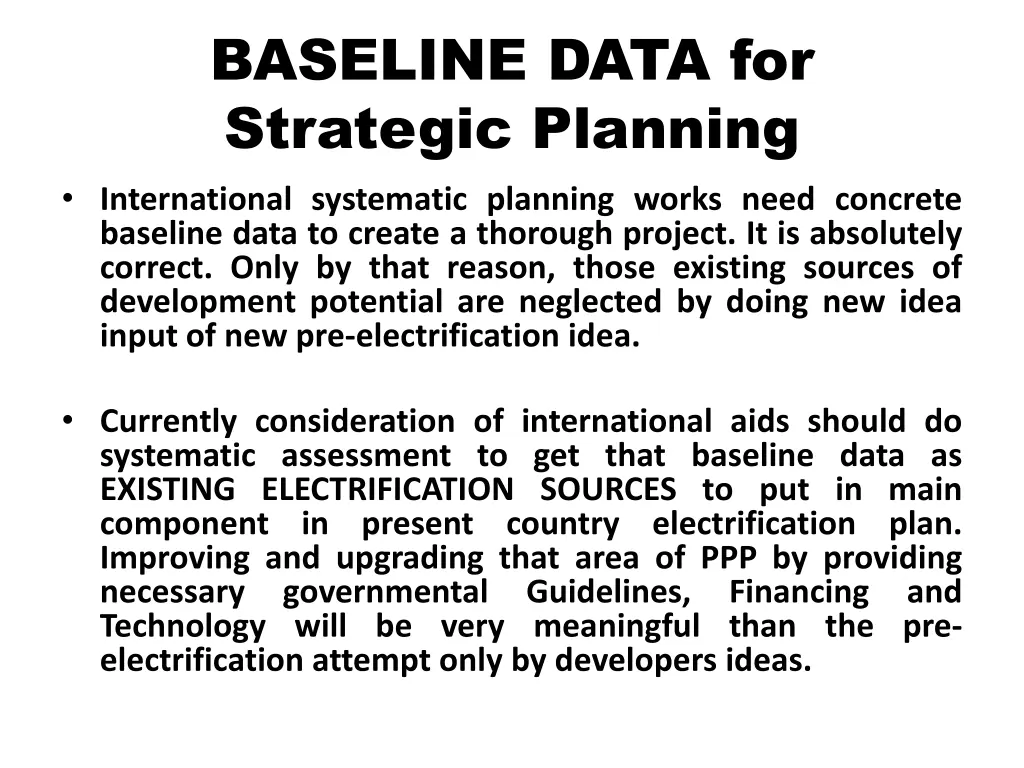 baseline data for strategic planning