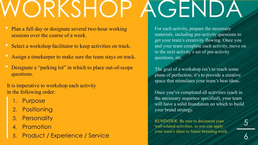 workshop agenda plan a full day or designate