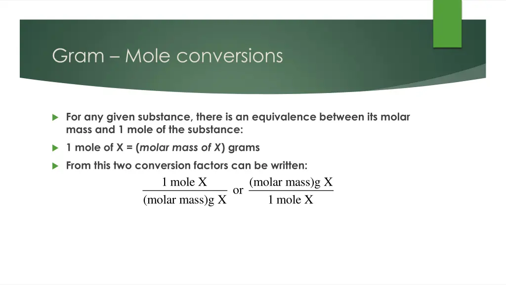 gram mole conversions