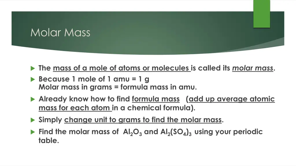 molar mass