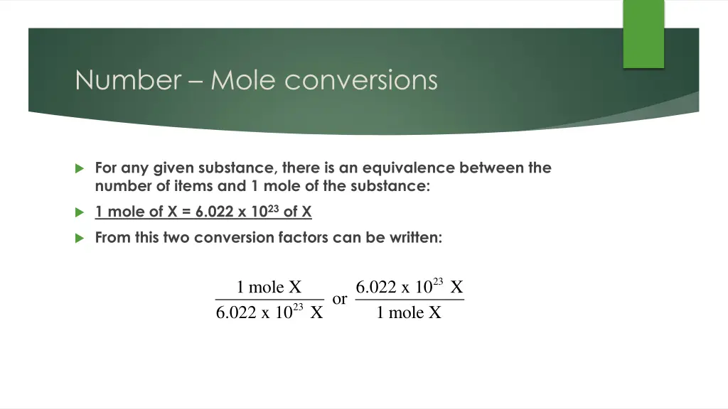 number mole conversions