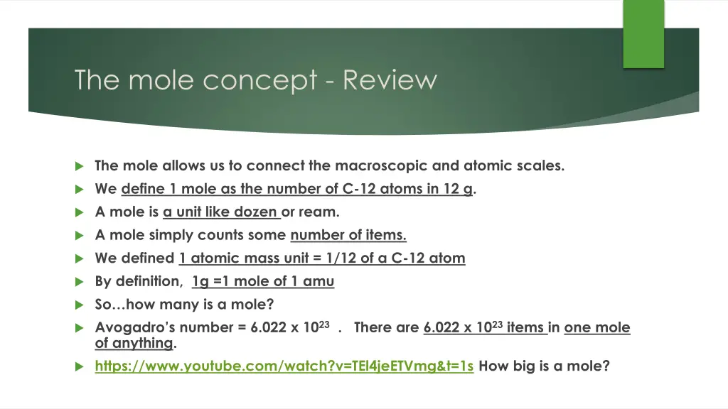 the mole concept review