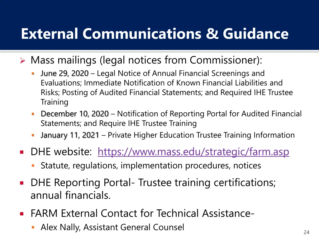 external communications guidance