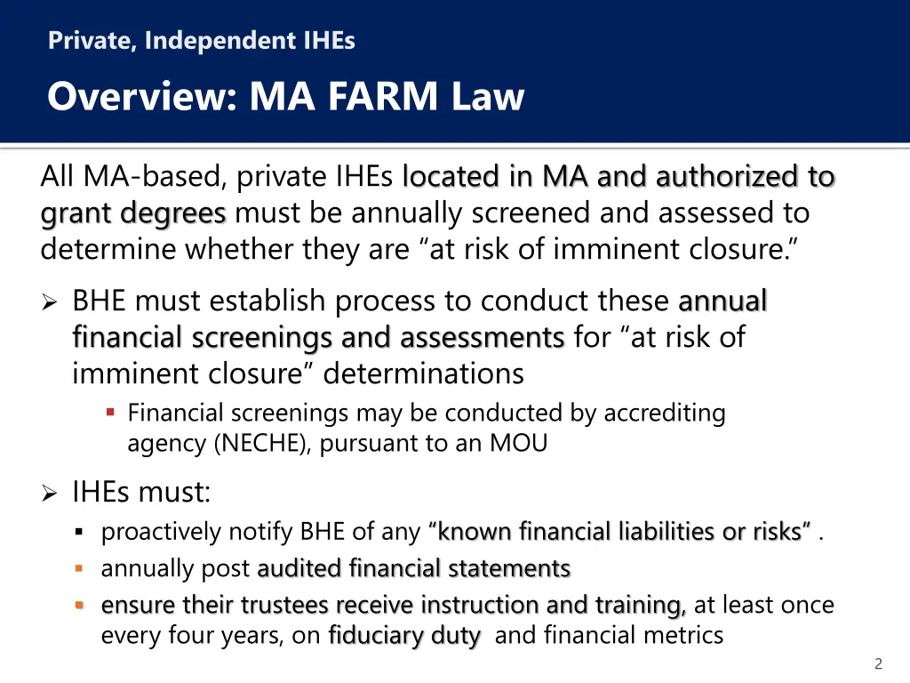 private independent ihes overview ma farm law