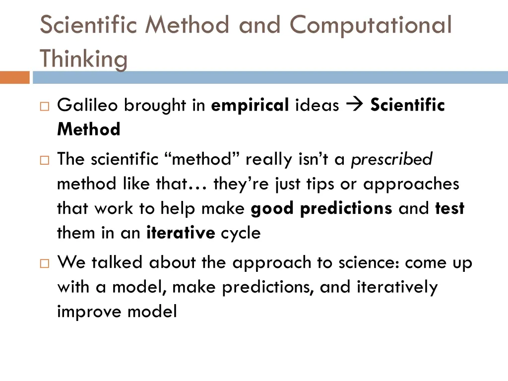 scientific method and computational thinking