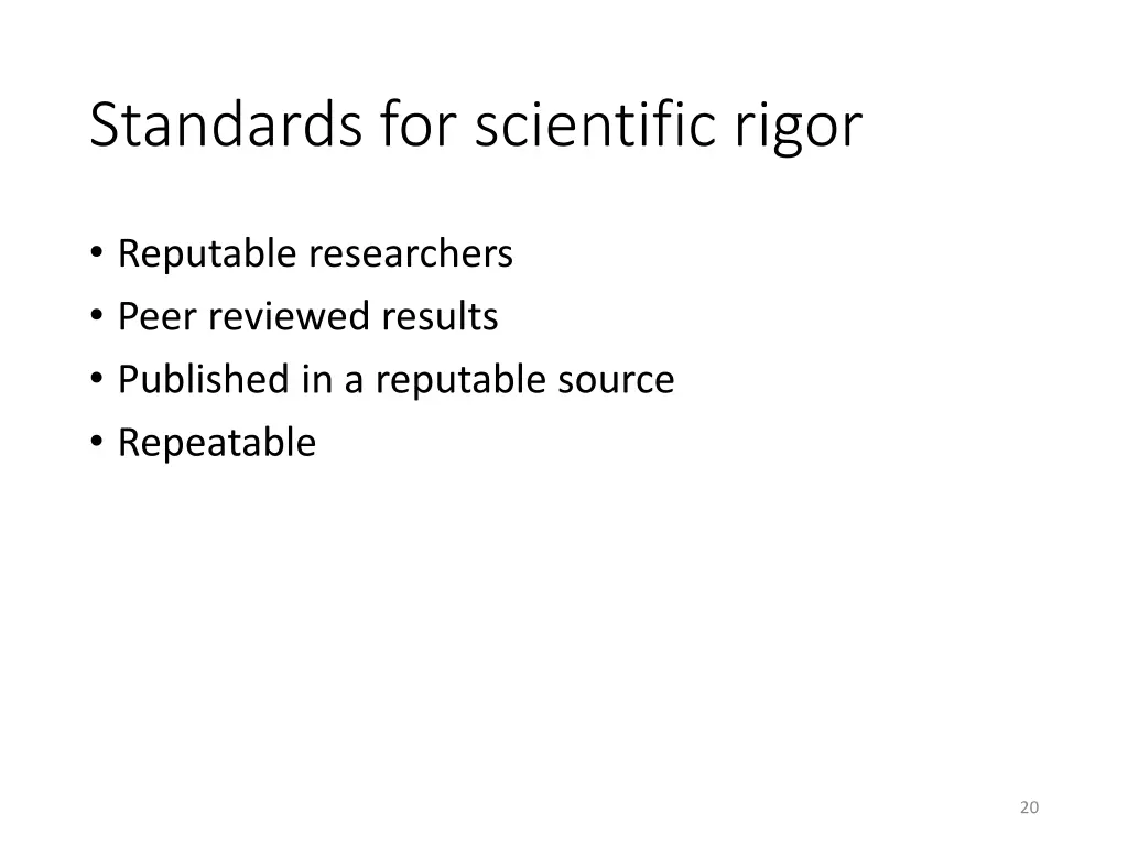 standards for scientific rigor