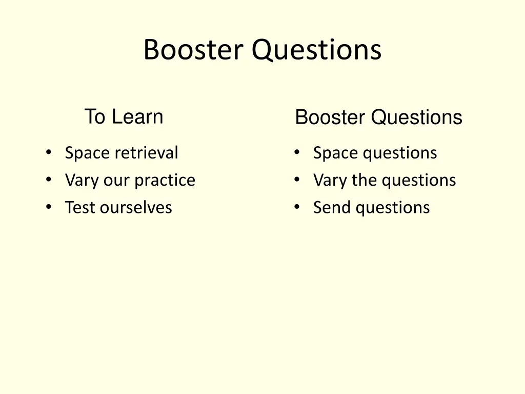 booster questions