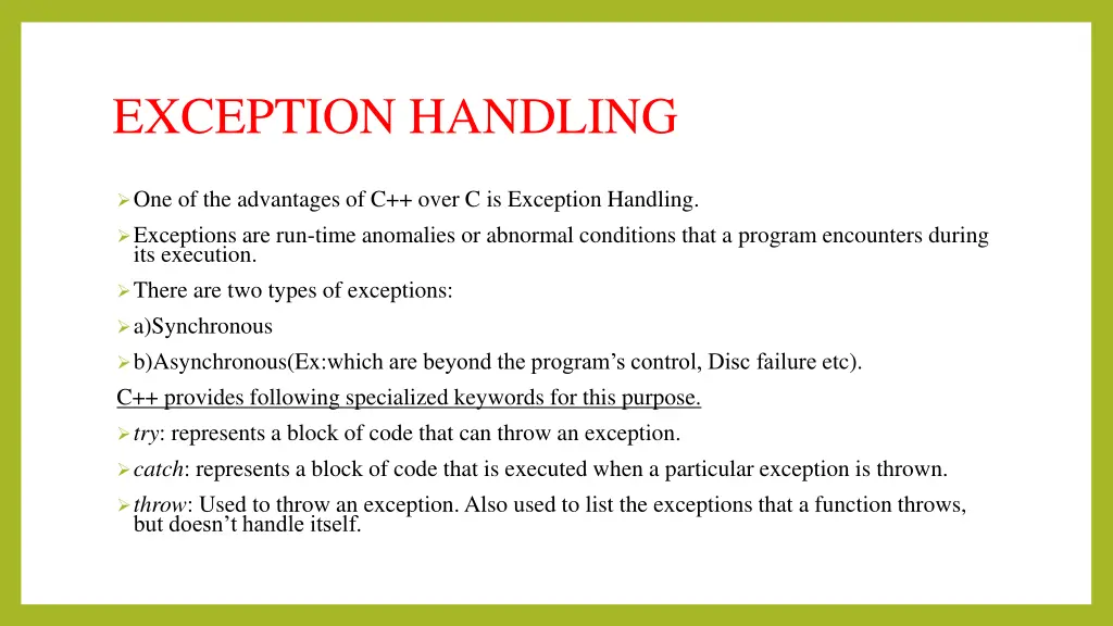 exception handling