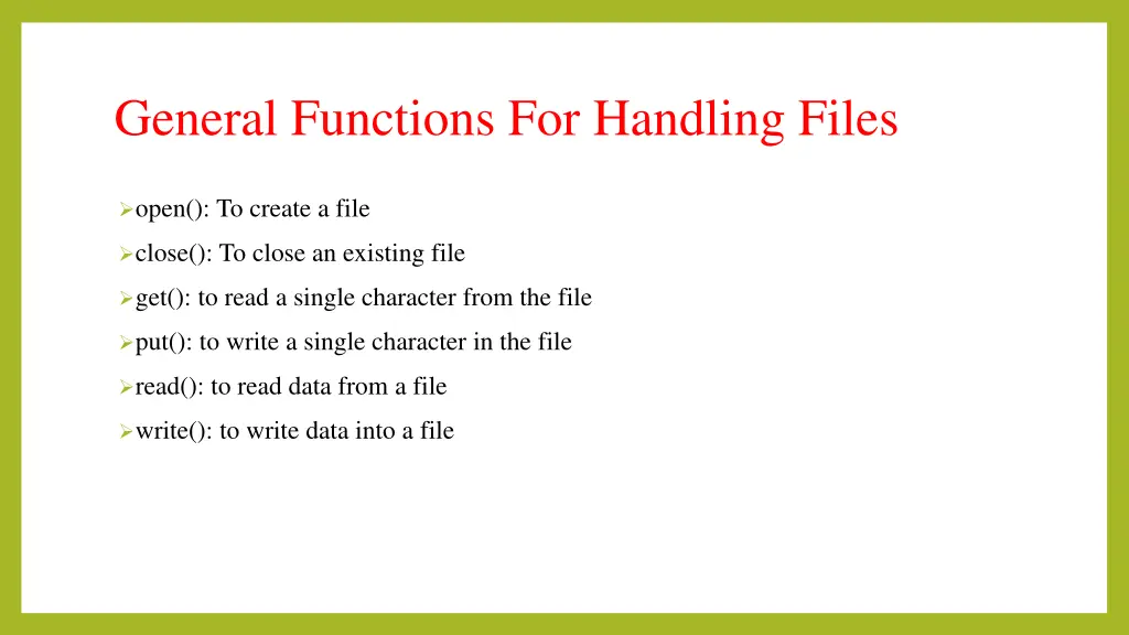 general functions for handling files