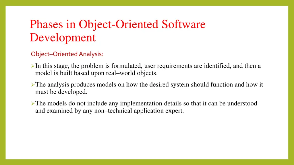 phases in object oriented software development