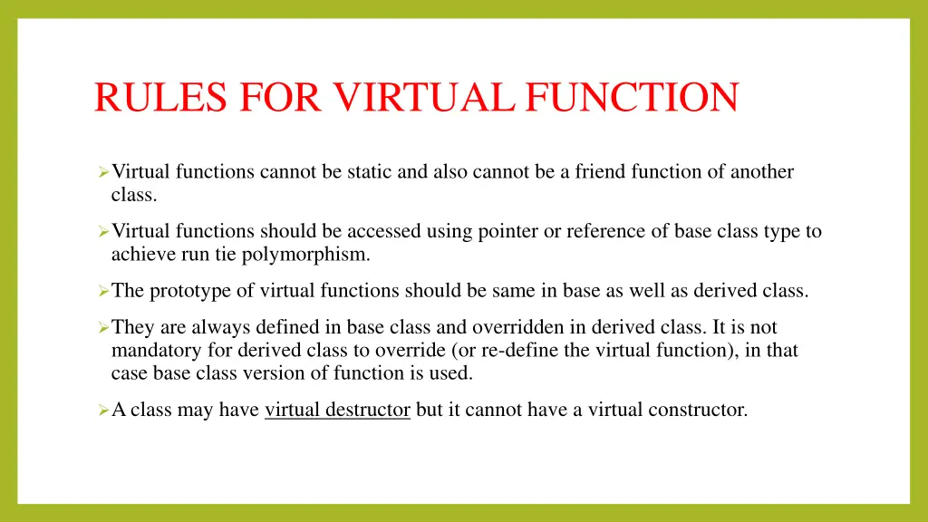 rules for virtual function