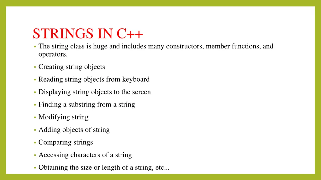 strings in c the string class is huge