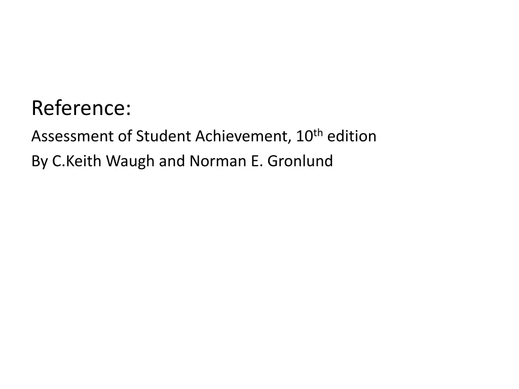 reference assessment of student achievement