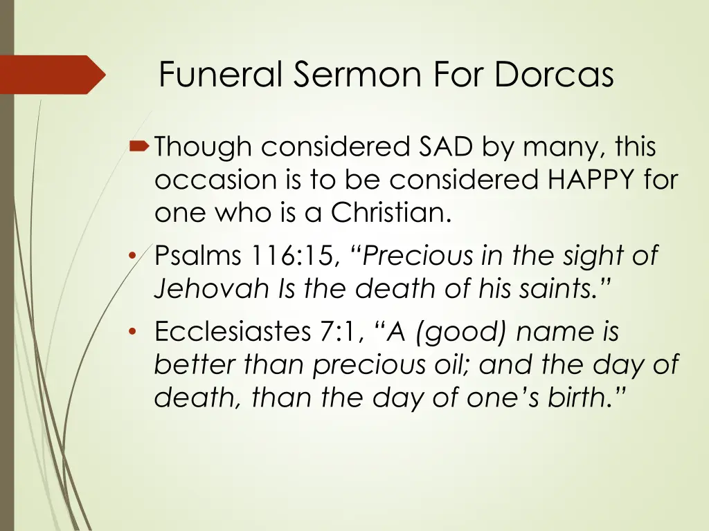 funeral sermon for dorcas 1