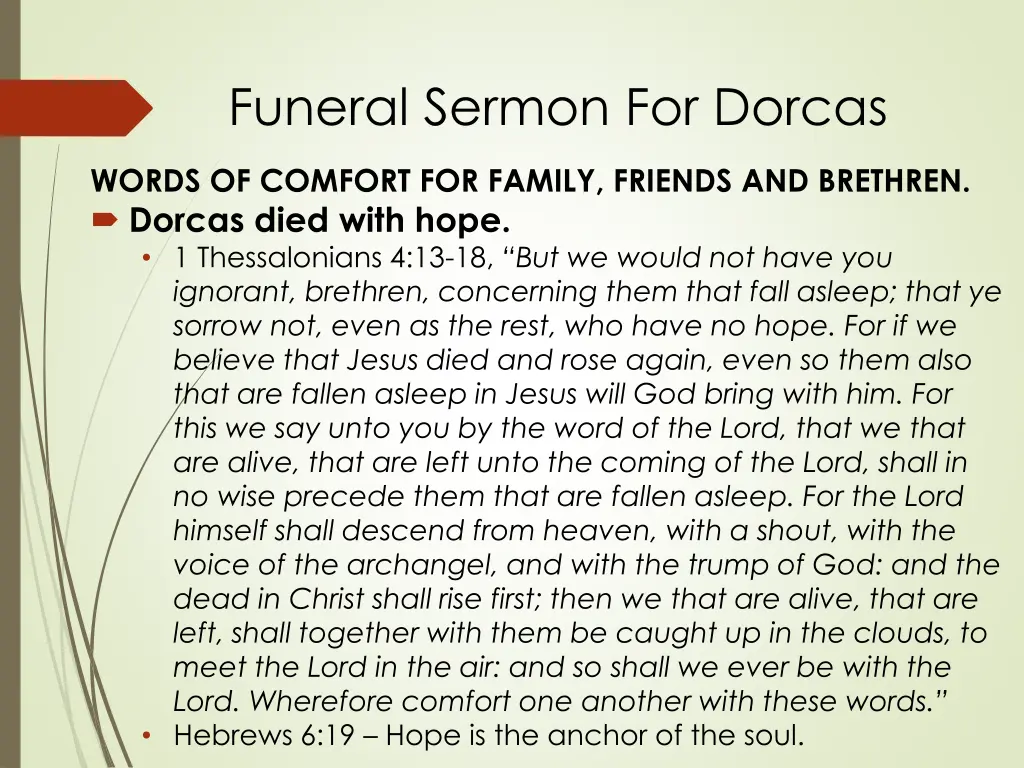 funeral sermon for dorcas 5