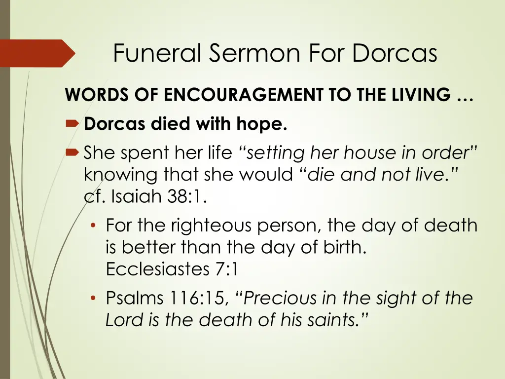 funeral sermon for dorcas 6