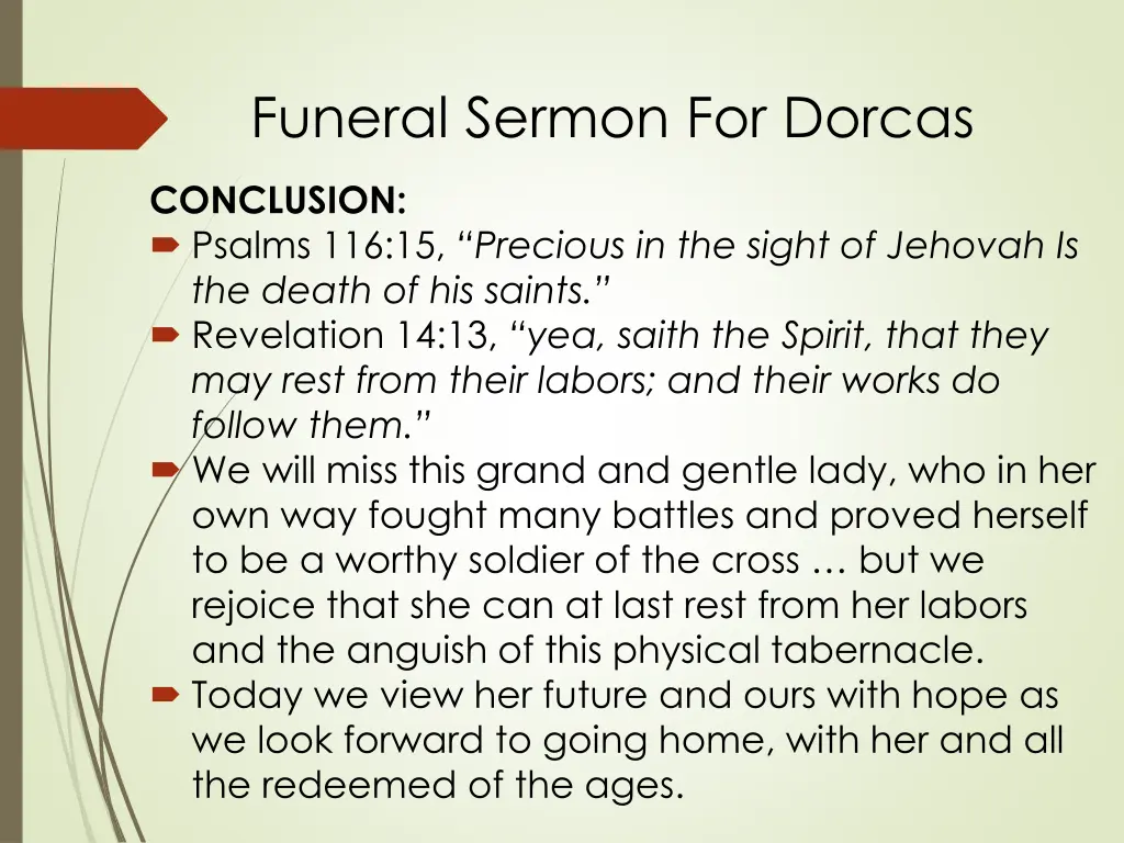 funeral sermon for dorcas 7