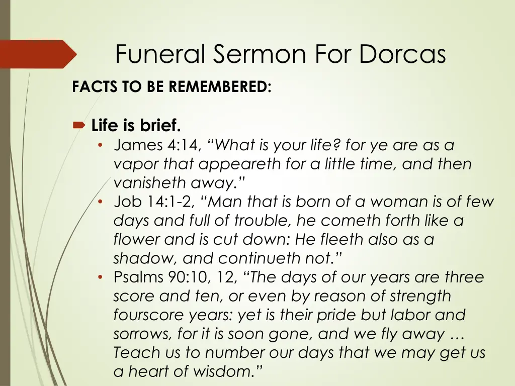 funeral sermon for dorcas facts to be remembered