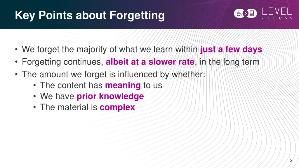 key points about forgetting