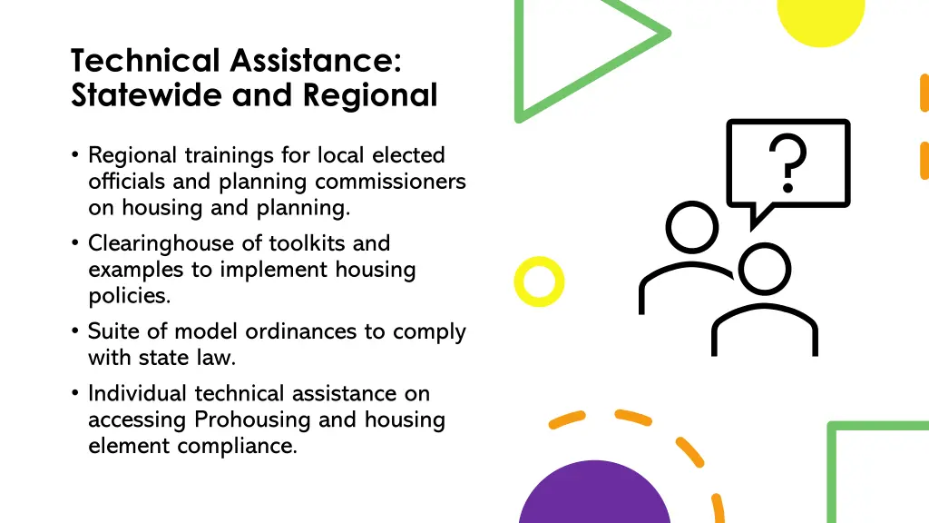 technical assistance statewide and regional