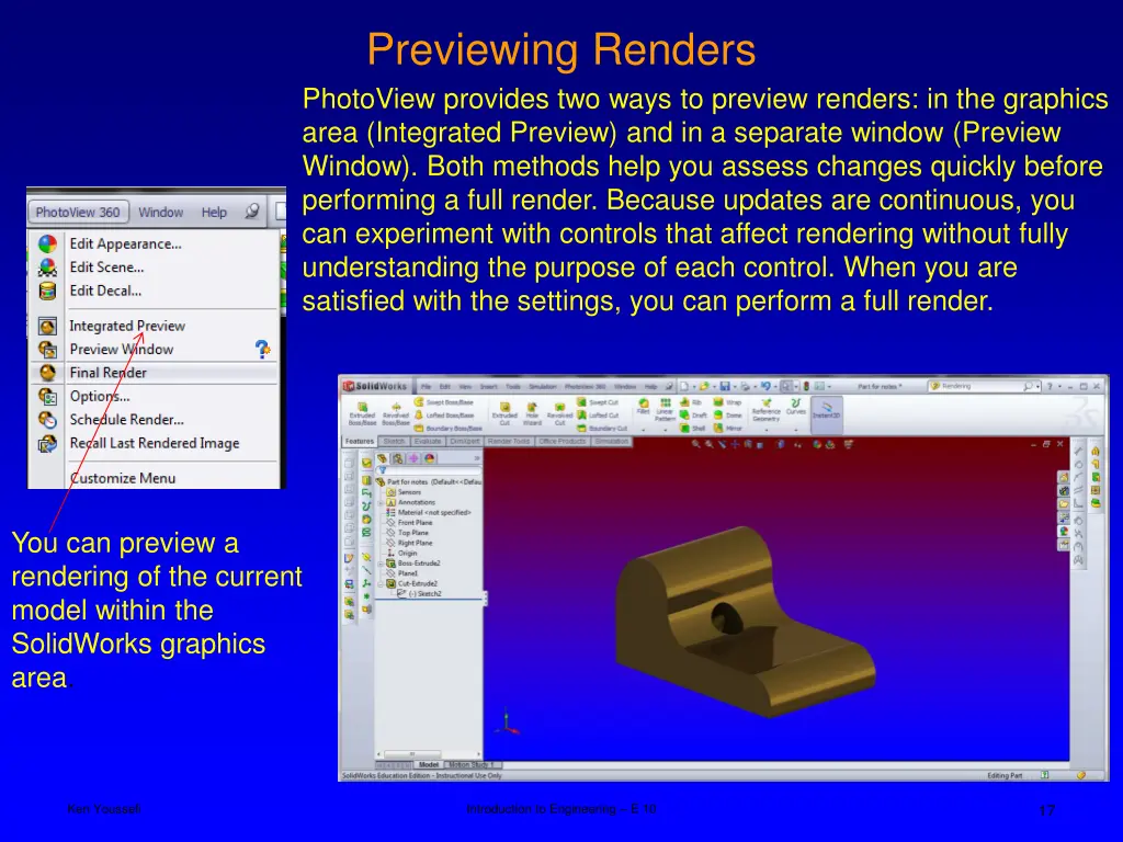 previewing renders photoview provides two ways