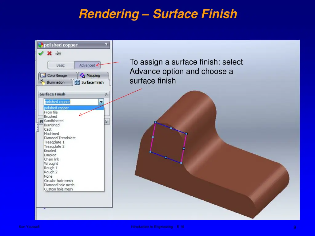 rendering surface finish