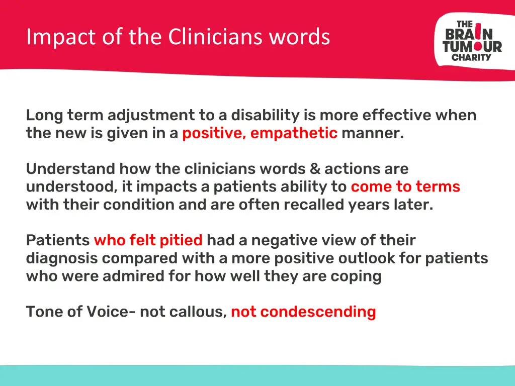 impact of the clinicians words