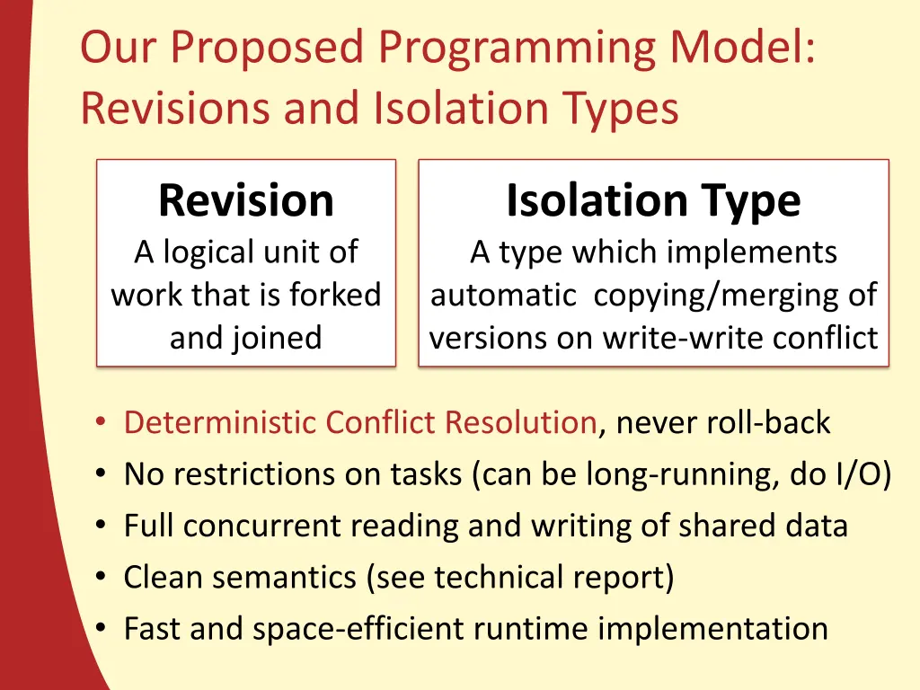 our proposed programming model revisions