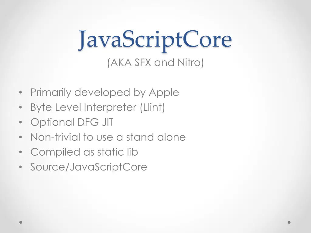 javascriptcore aka sfx and nitro