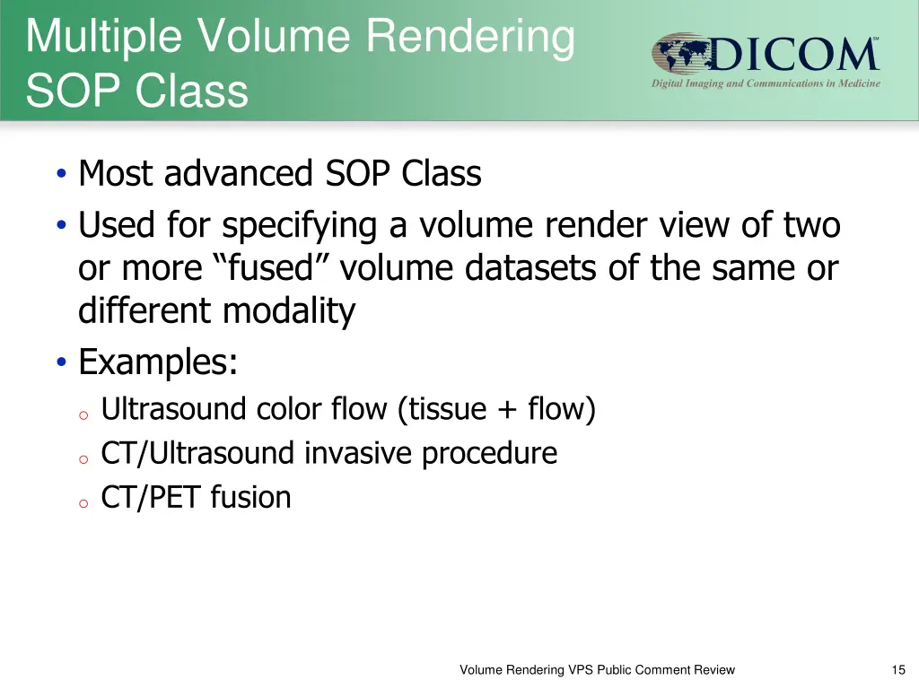 multiple volume rendering sop class