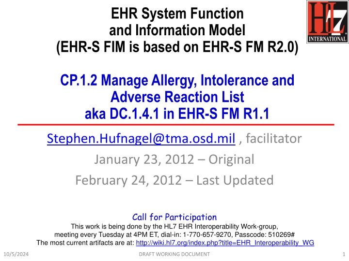 ehr system function and information model