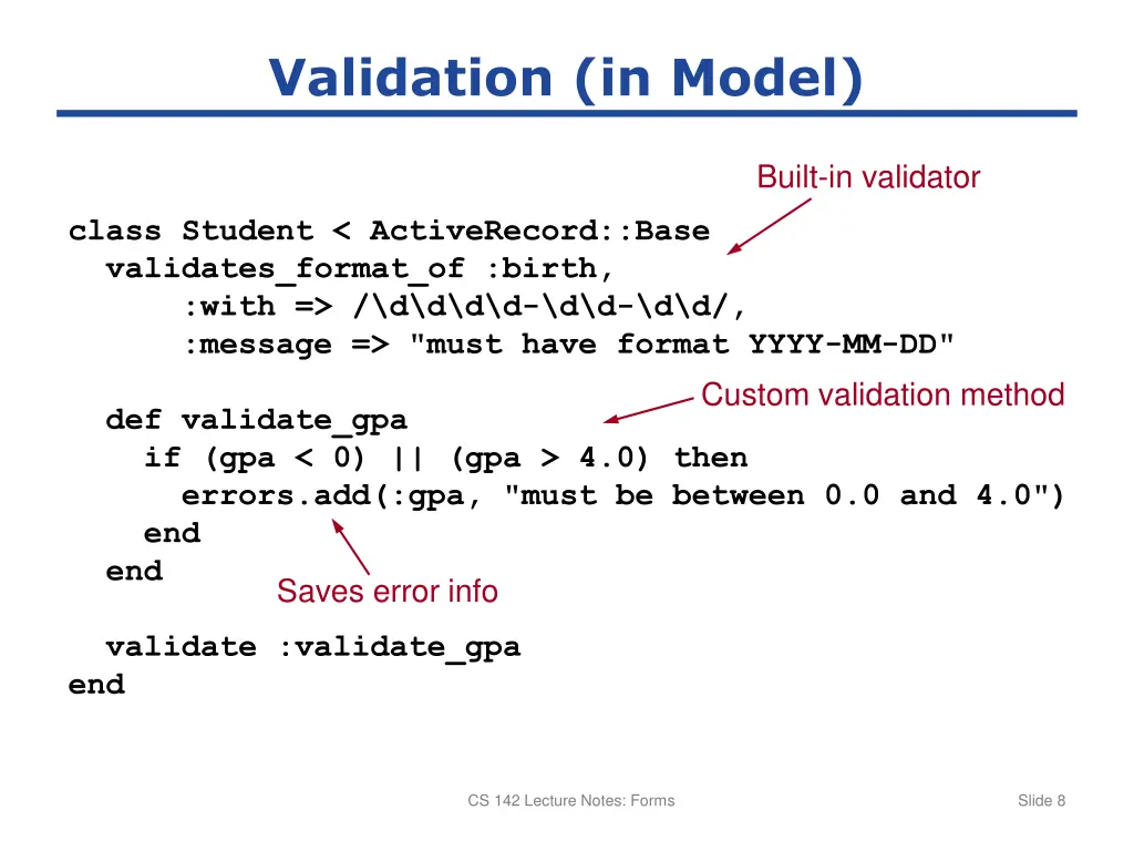 validation in model