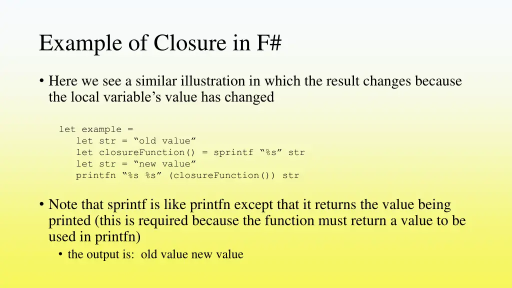 example of closure in f