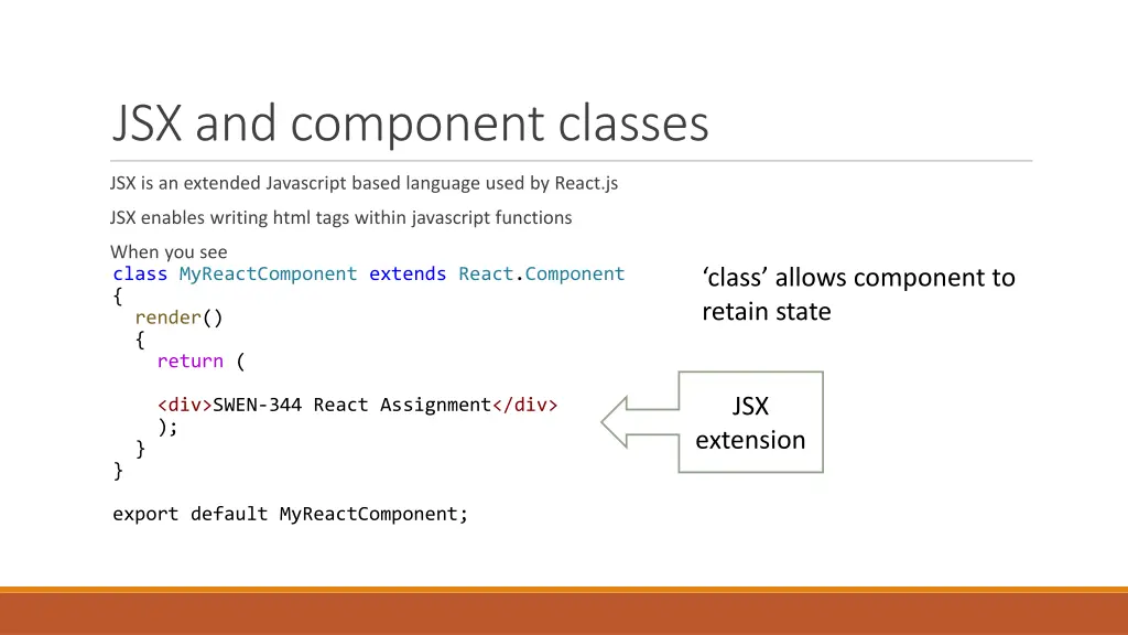 jsx and component classes