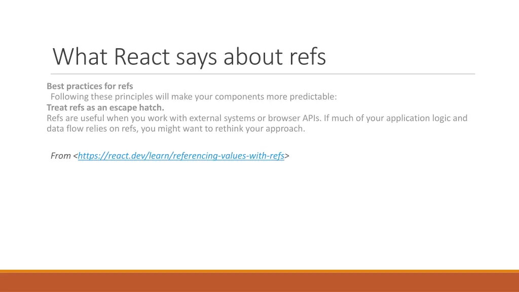 what react says about refs