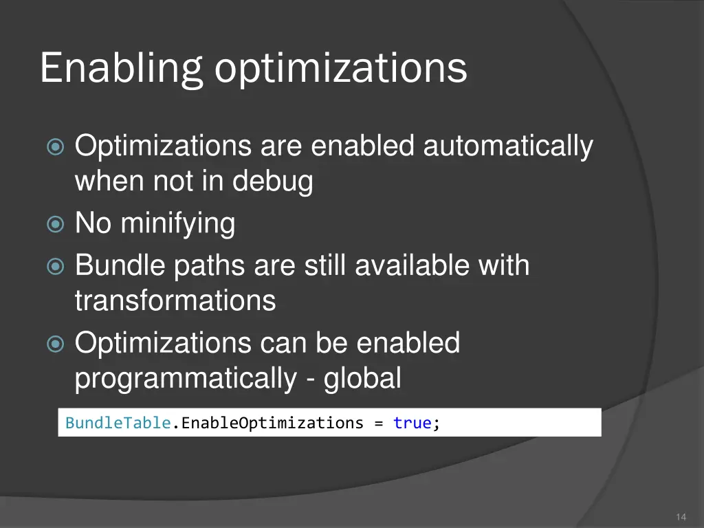 enabling optimizations